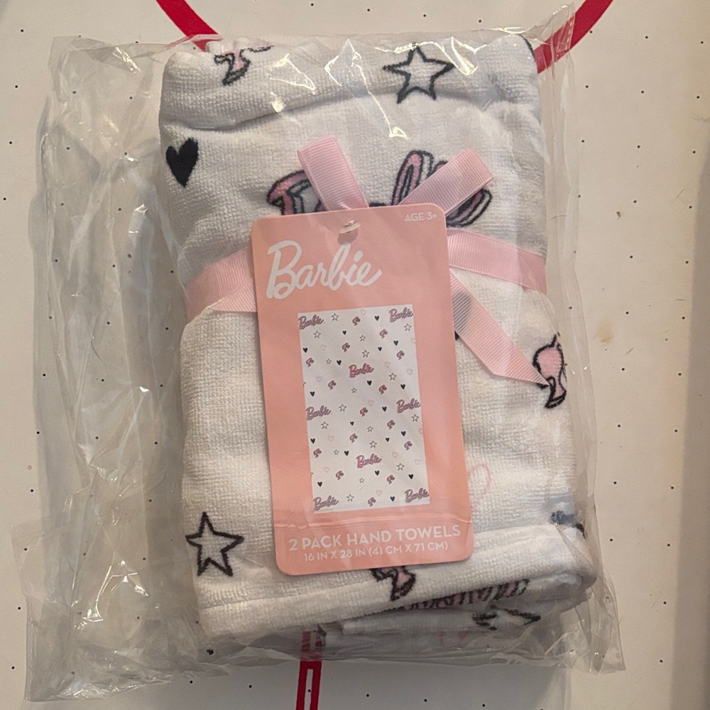 Barbie White and Pink Towel Set with Stars